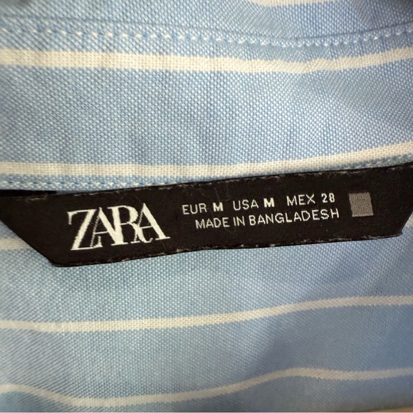 Zara Light Blue and White Striped Shirt 100% Cotton - Picture 5 of 9